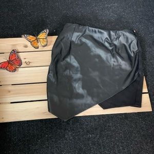 Asymmetrical pleather mini